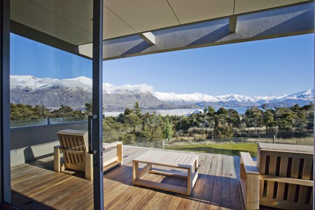 Stunning view across Lake Wanaka from Release Private Retreat